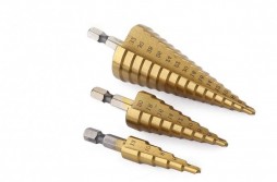 3Pcs  Step Drill Bits Set Titanium Coated HSS Spiral Grooved Cone Drill Bits